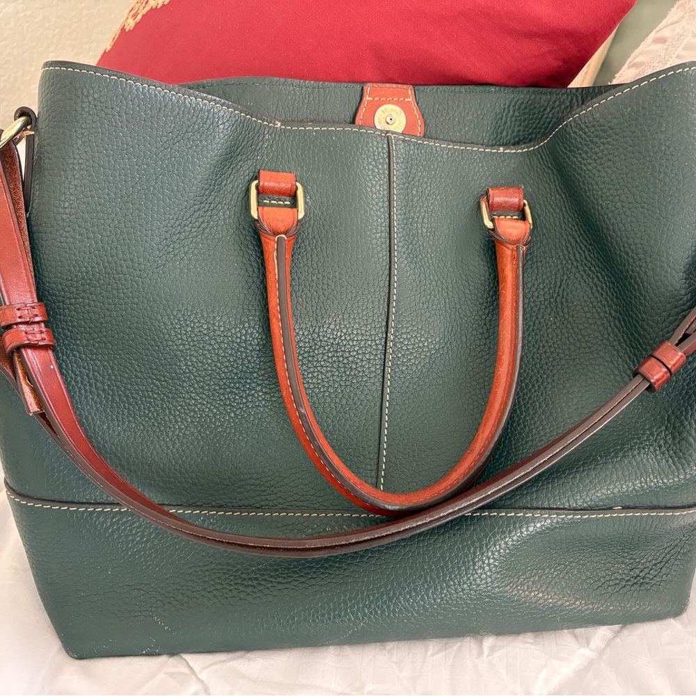 Dooney & Bourke Hunter Green All Weather Leather large satchel - Picture 3 of 10